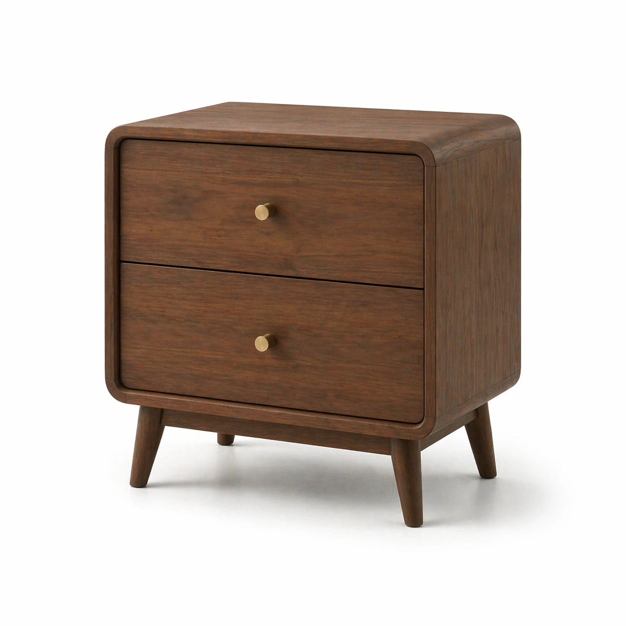 Mesita de noche compacta madera oscura con dos cajones-merulyn